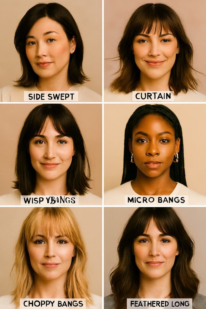 cut with face-framing bangs showcasing volume and texture.