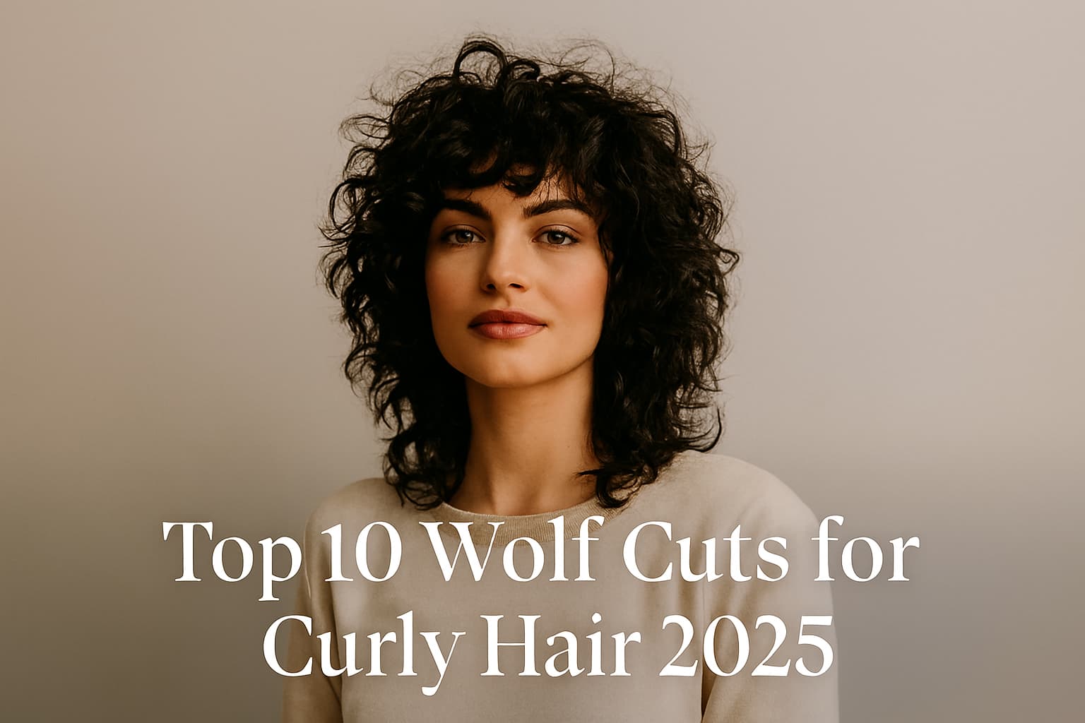 Woman with curly wolf cut hairstyle 2025 showing soft layers, volume, and texture – trendy haircut for curly hair women