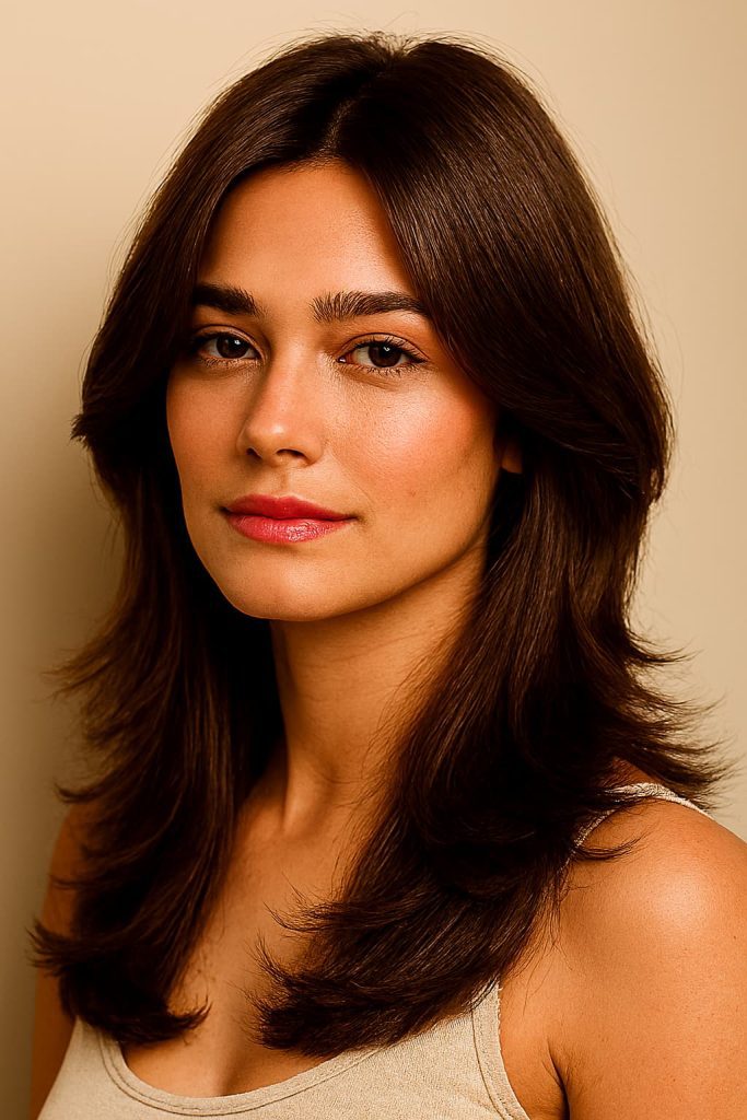 Lob-length butterfly cut with minimal layers