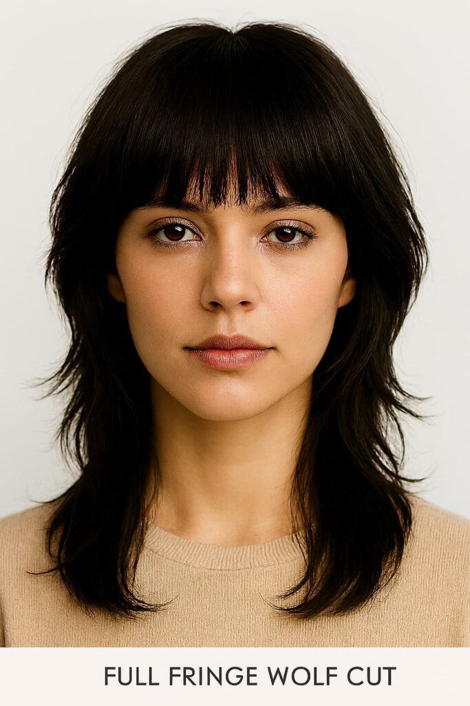 Full Fringe Wolf Cut 2026 with heavy bangs and layers