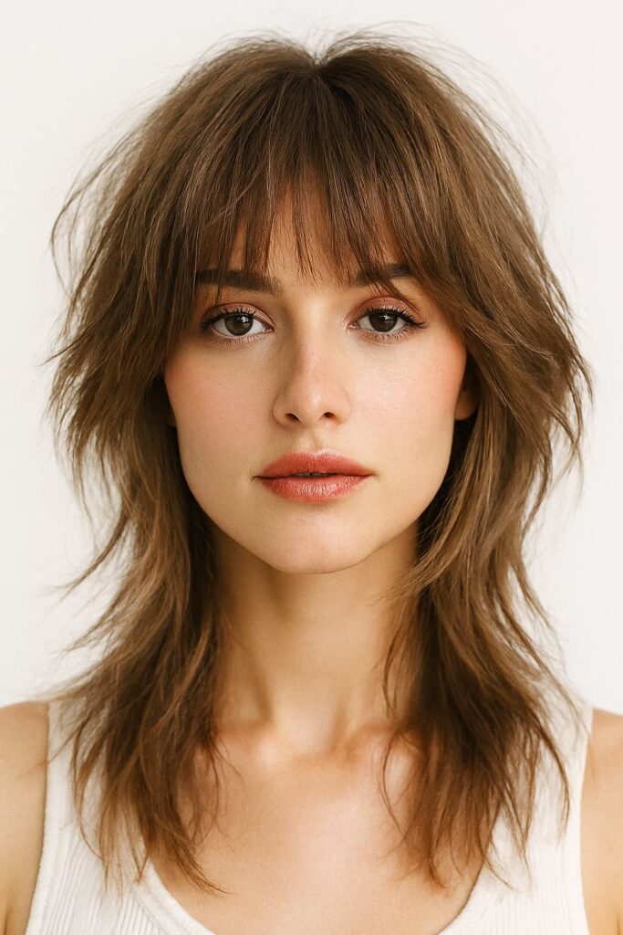 Wispy Fringe Wolf Cut 2026 with soft bangs for fine to medium hair