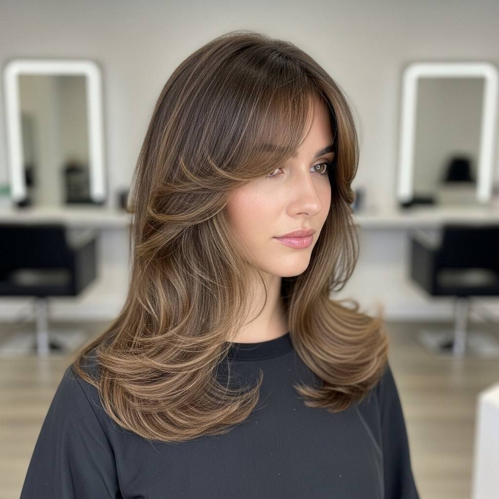 Flowing Curtain Layer Cut for women 2026 curtain bangs layered hair