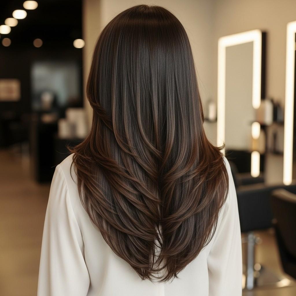 Soft V-Shaped Layers haircut for women 2026 v shape layered hair