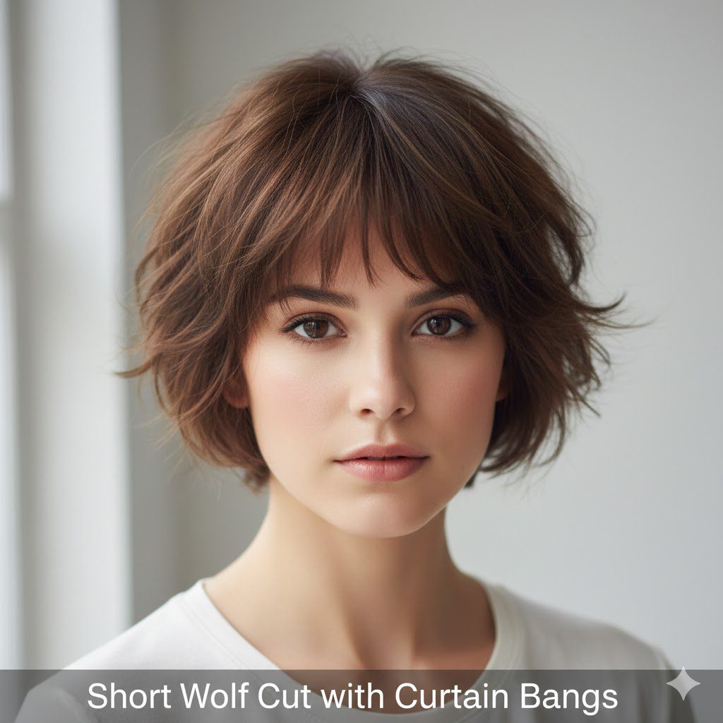 21 short wolf cut with curtain bangs ideas featured image