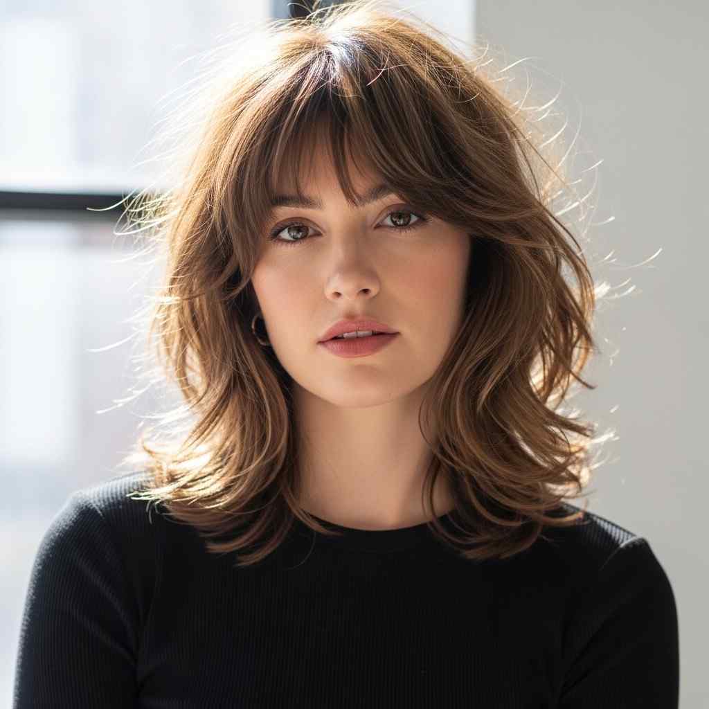 23 wavy wolf cut with bangs effortless