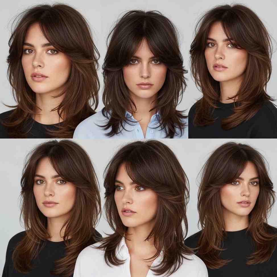 70s layered long shag haircut 2026 with feathered long layers and natural volume for women