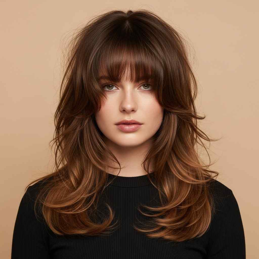 Boho-Inspired Long Shag haircut for women with wavy hair 2026