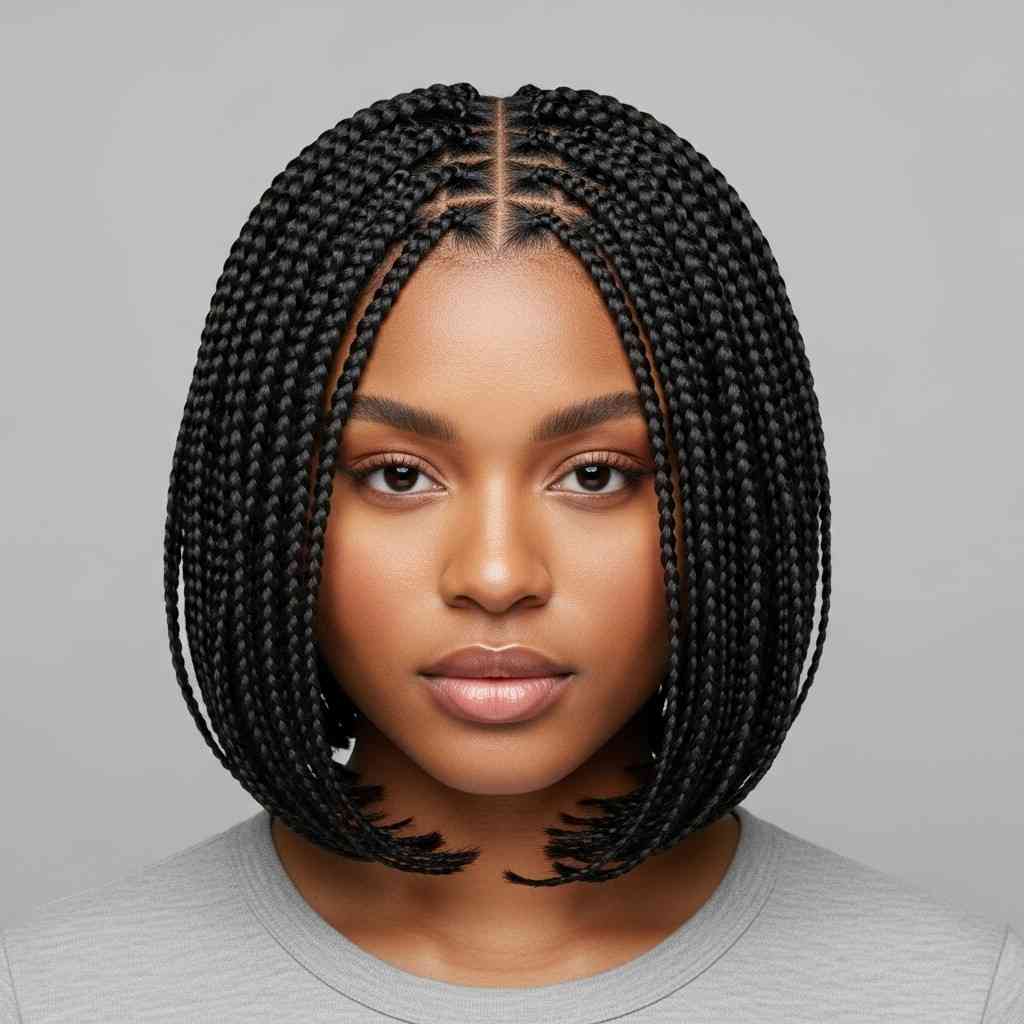 curly end braided bob 2026 short braided hairstyle