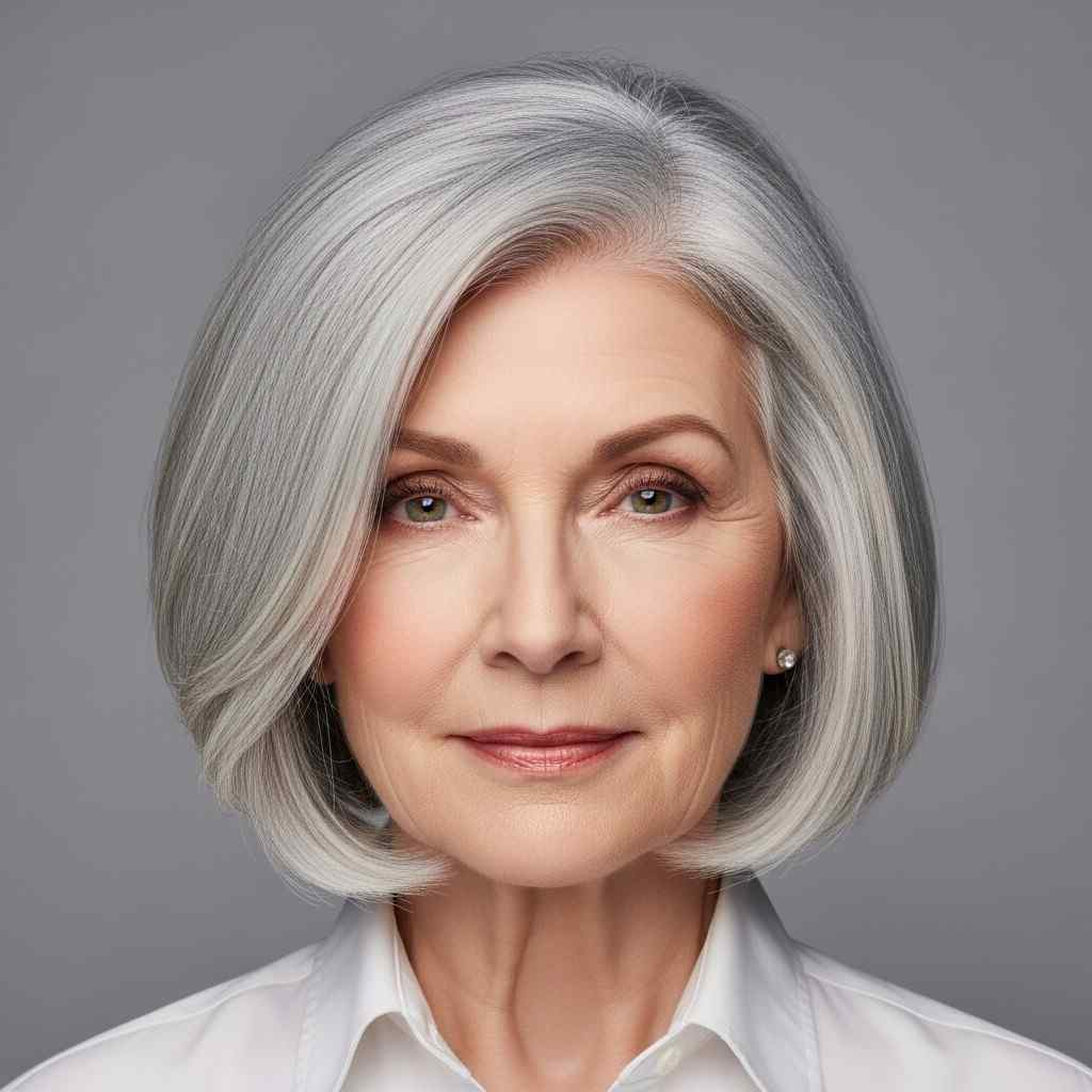 Ear-length bob 2026 haircut for women over 70