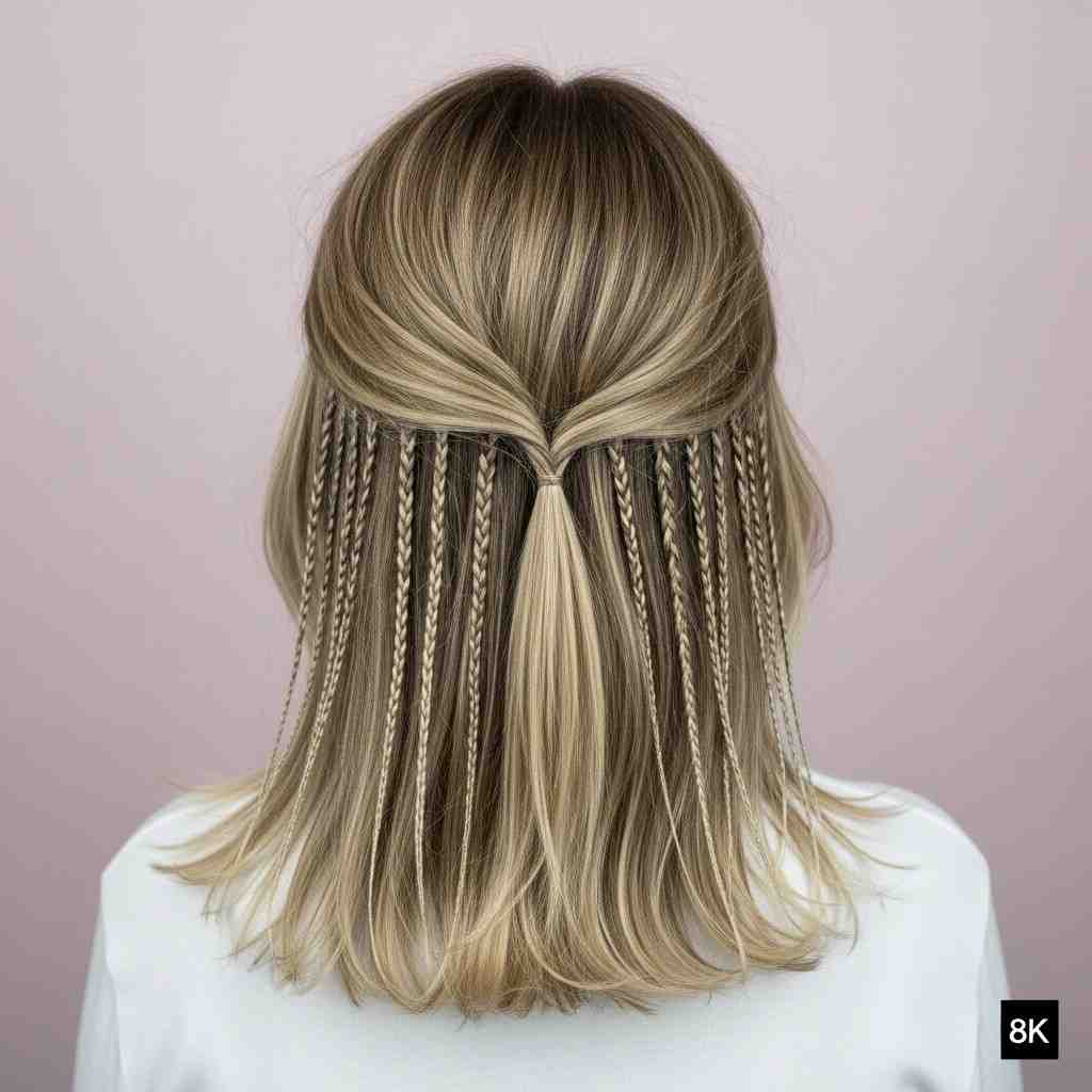 feathered wolf cut scattered mini braids 2026
