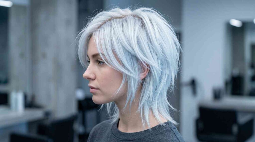 icy white textured wolf cut 2026