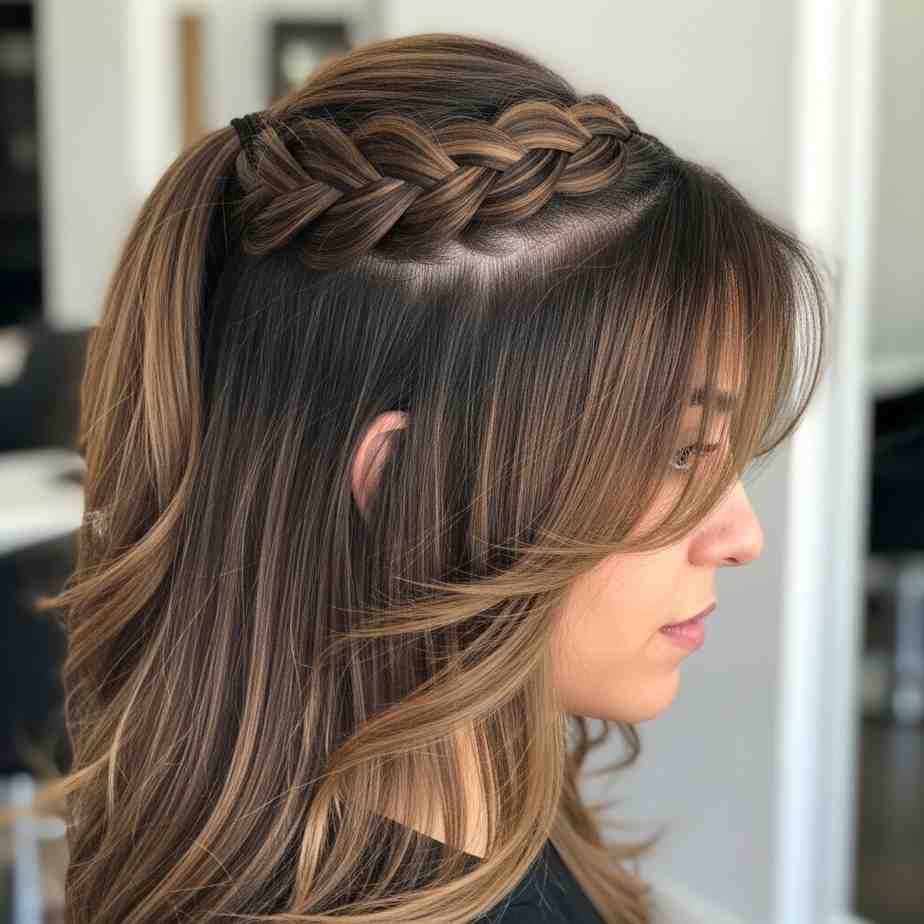 layered wolf cut half up braided crown 2026 1