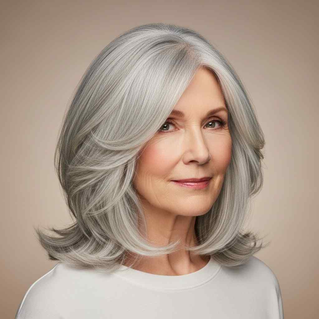 Light layered lob 2026 haircut for women over 70