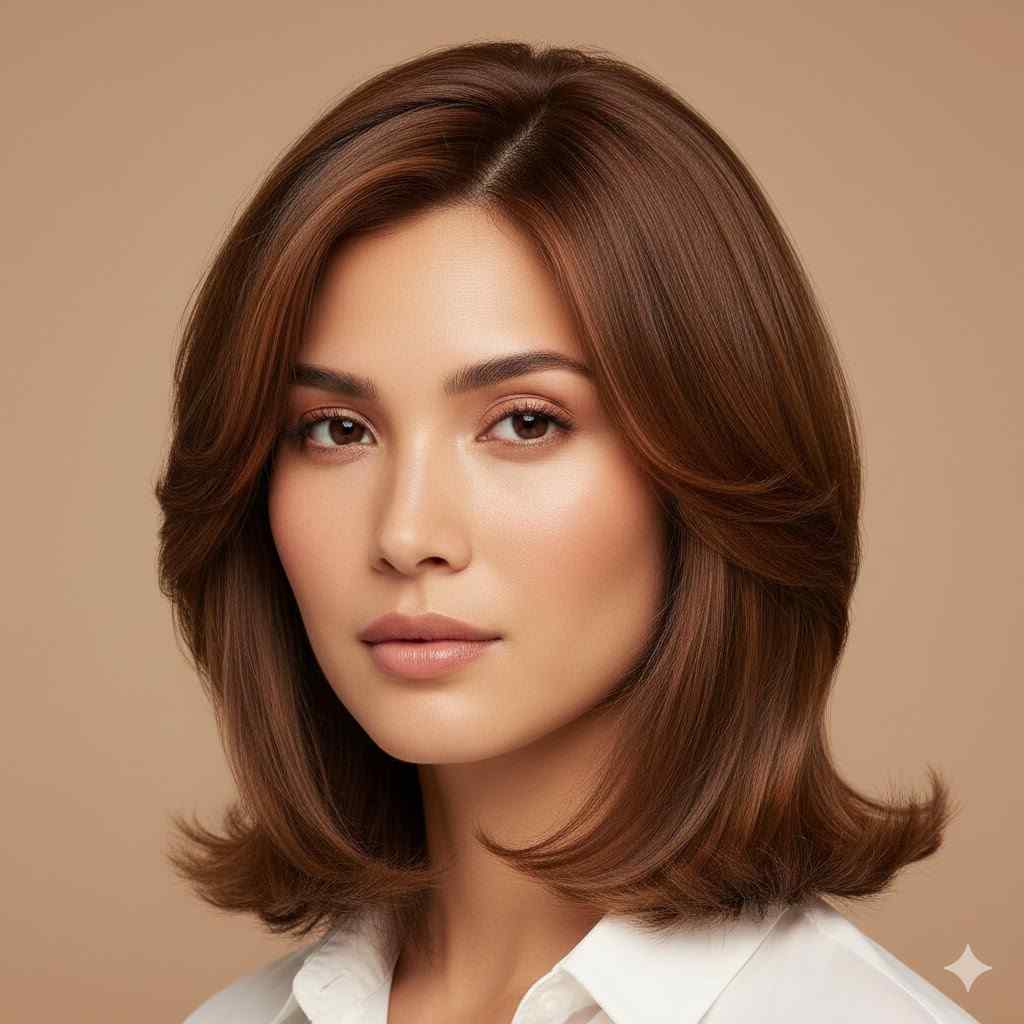 medium soft flick layered hairstyle 2026 1