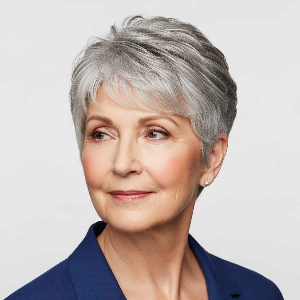 Natural gray pixie 2026 haircut for women over 70