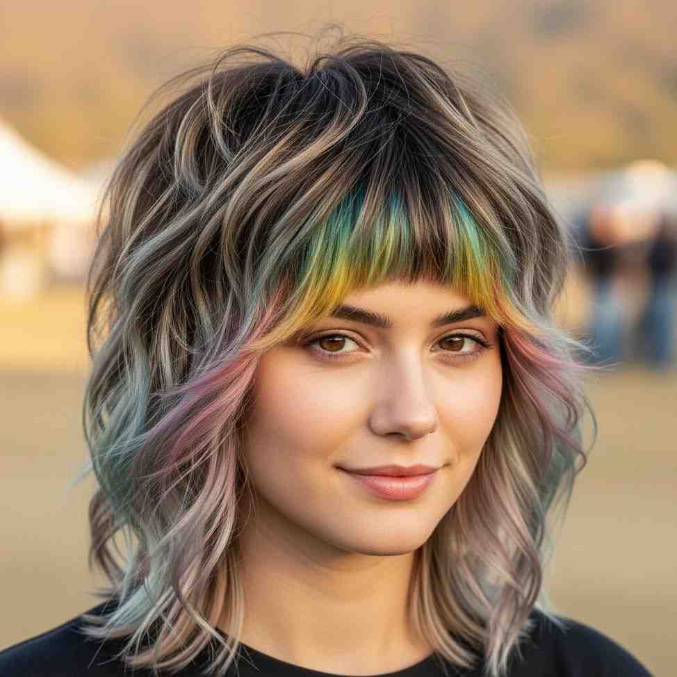rainbow accent wolf cut 202