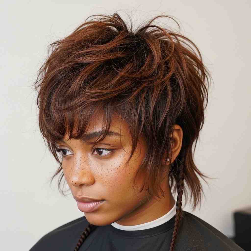 shaggy wolf cut twin temple braids 2026