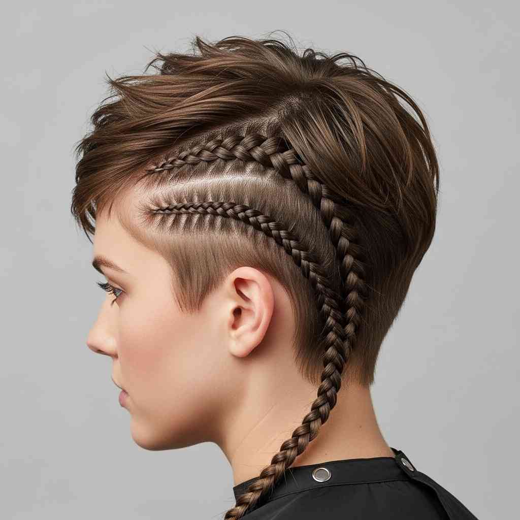 short wolf cut chunky braids 2026