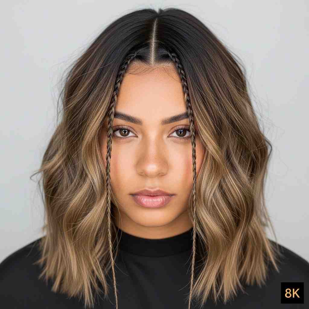 soft wavy wolf cut micro front braids 2026