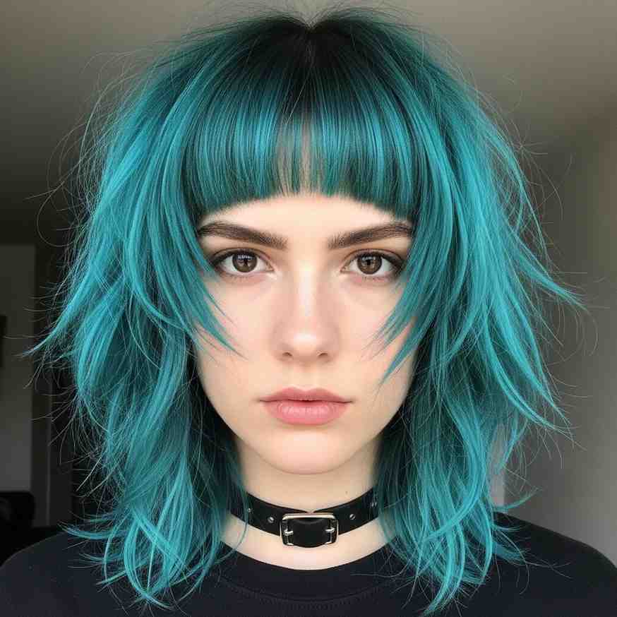 teal edge bang wolf cut 202