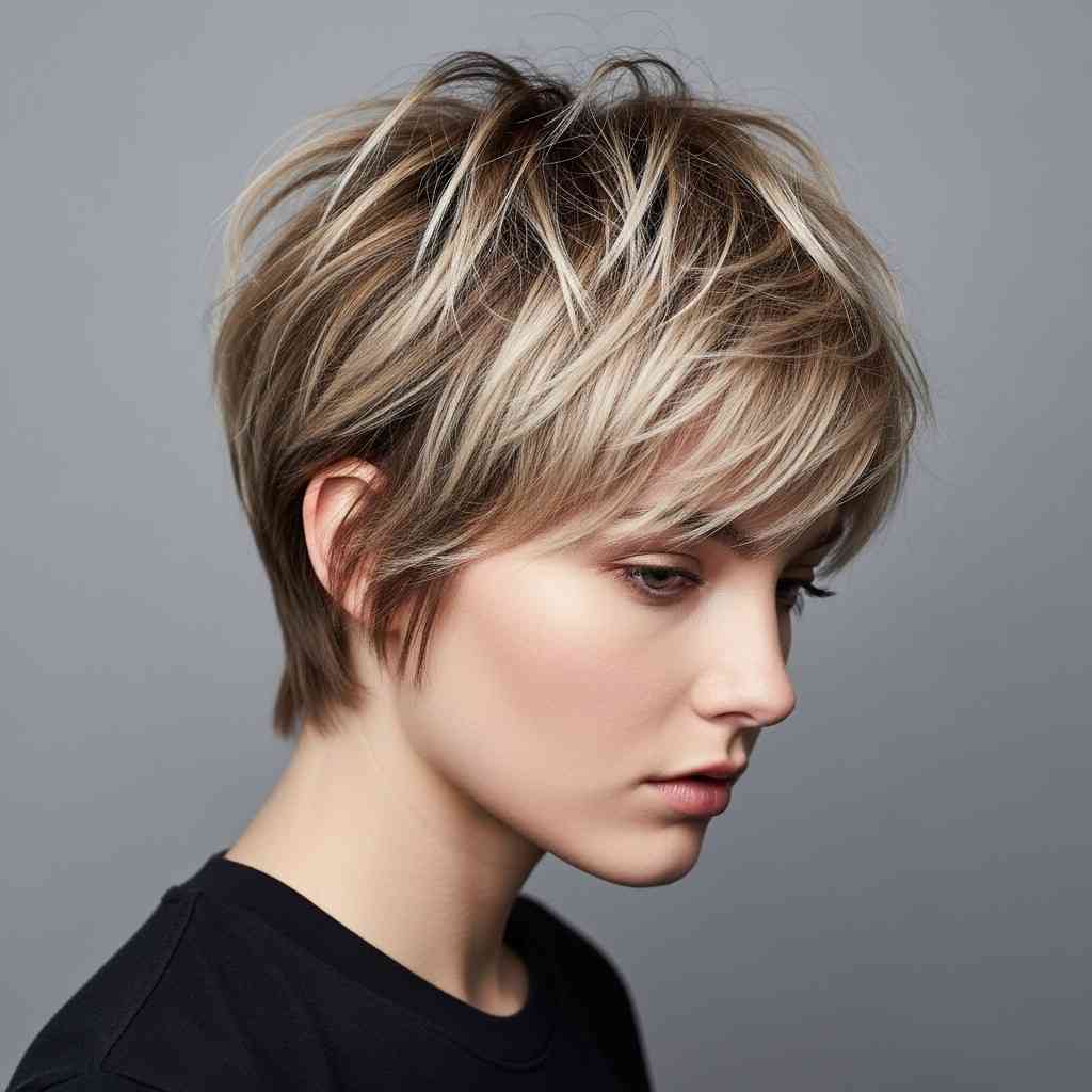 Textured Downtown Bixie haircut 2026 for wavy hair
