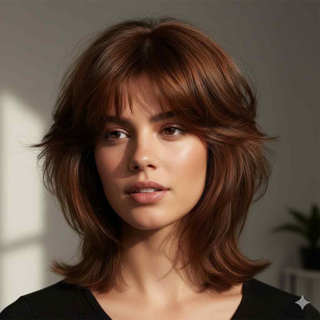 textured medium shag hairstyle 2026