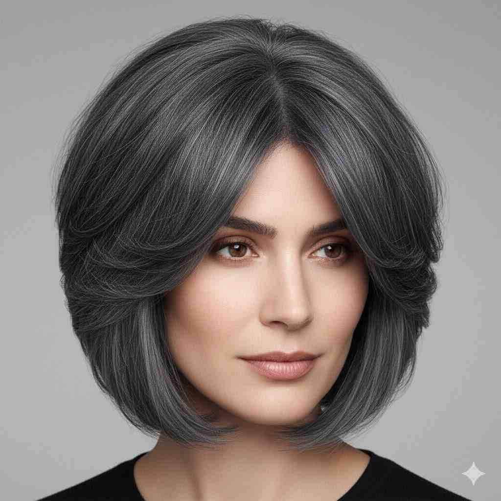 tousled charcoal lob 2026