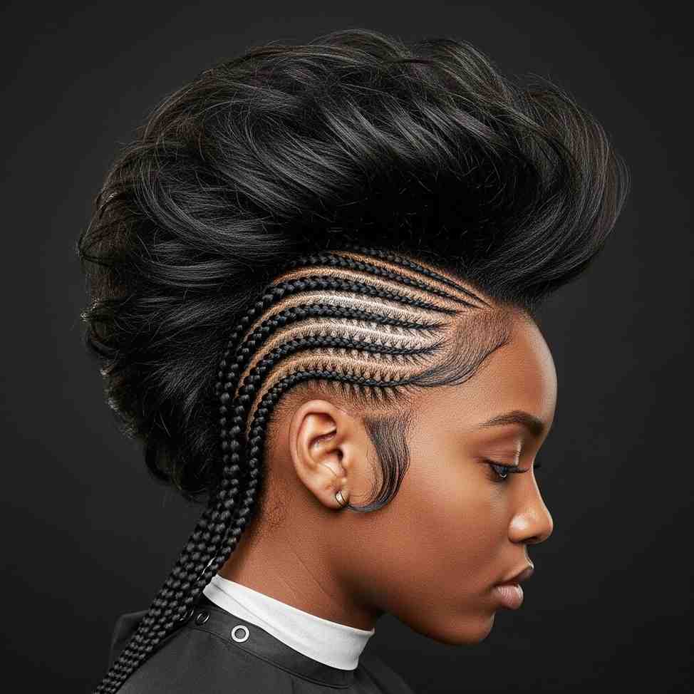 voluminous wolf cut side cornrow detail 2026