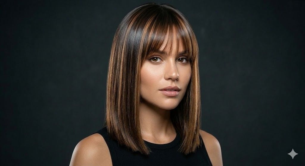 caramel money piece sleek lob 2026