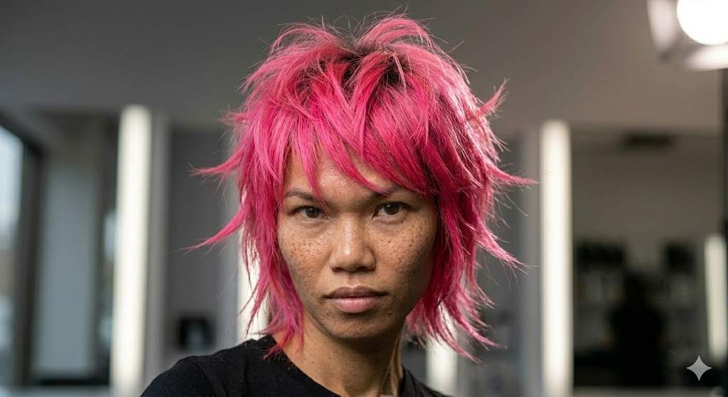hot pink spiky wolf cut 2026