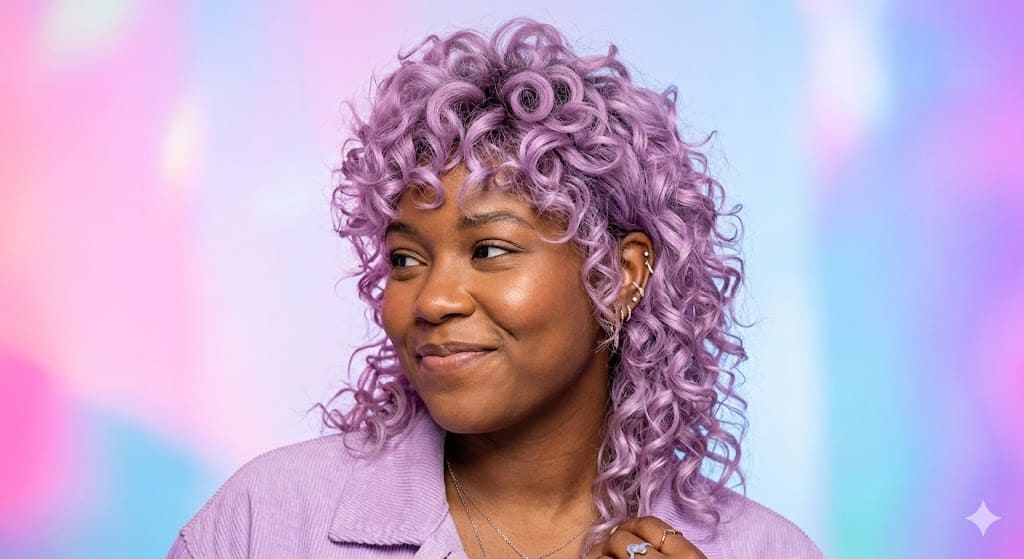 pastel lilac curly mullet 2026 U