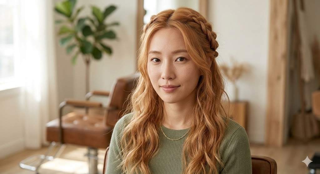 romantic braided half up korean 2026