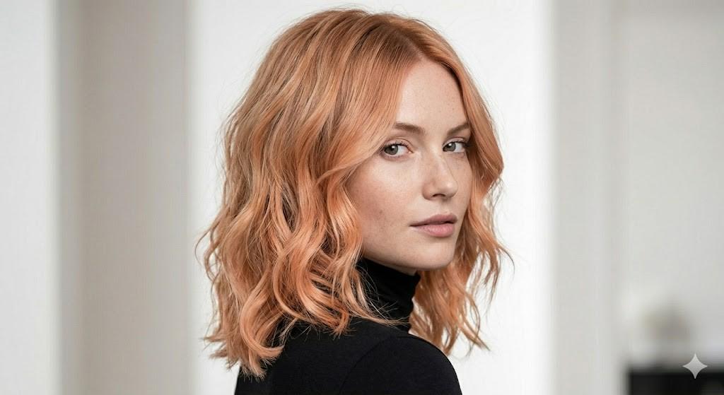 strawberry peach melt wavy wolf cut 2026