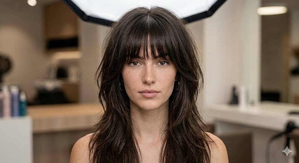 textured brunette bottleneck bangs 2026