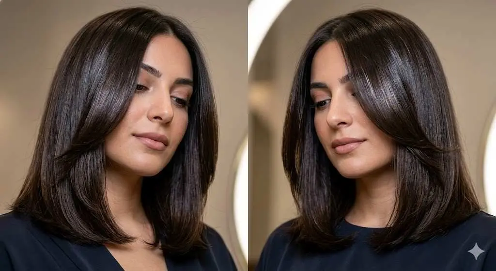 glassy brunette shag lob 2026