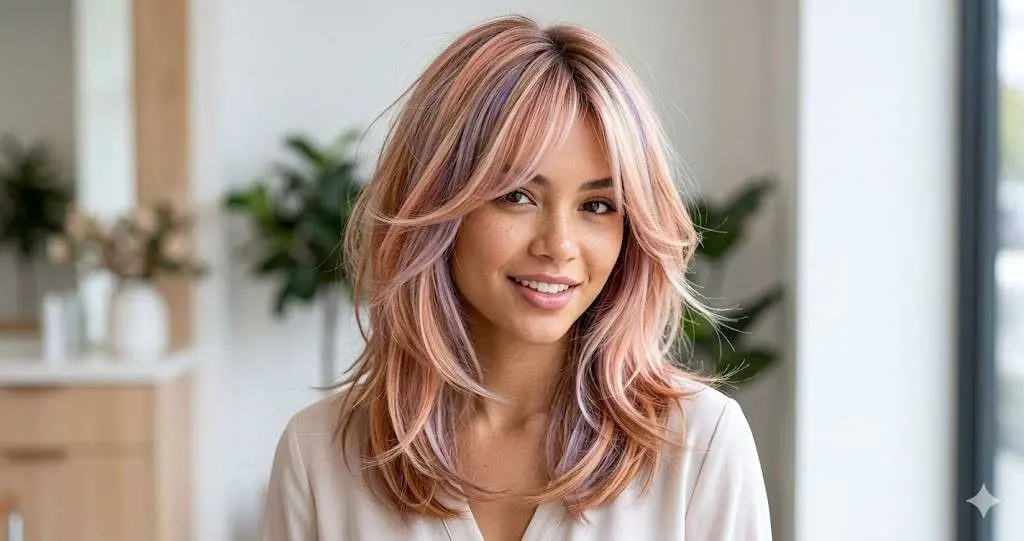 modern-woman-pastel-hair-color-pink-lavender-balayage-curtain-bangs1