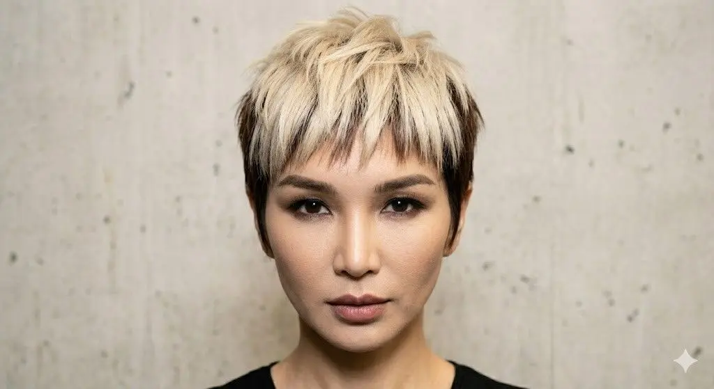 y2k skunk hair choppy pixie bleached crown 2026