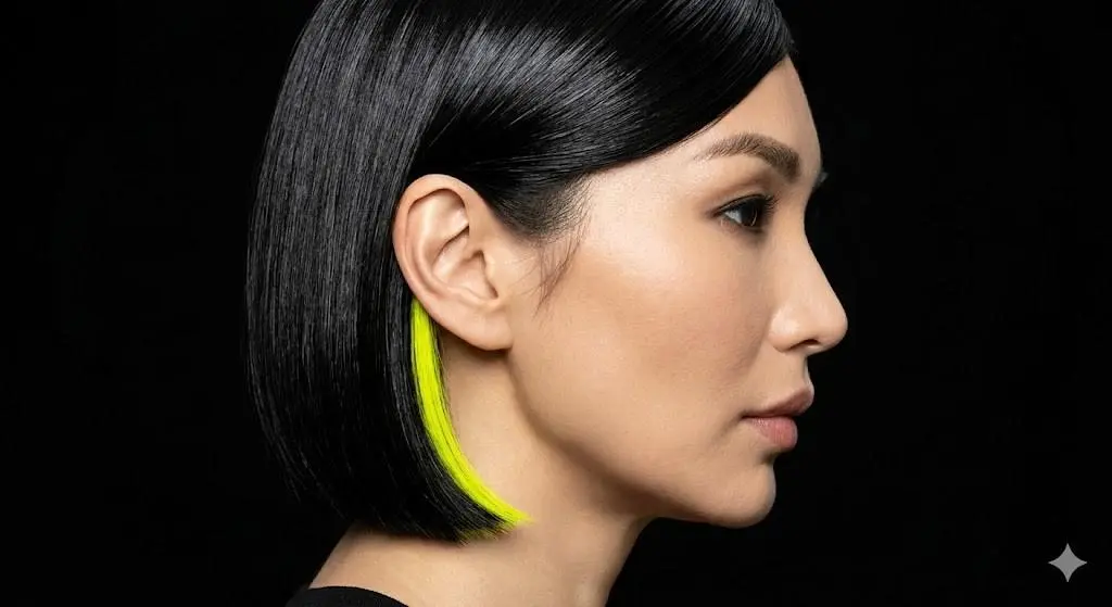 y2k skunk hair peekaboo neon yellow stripe 2026