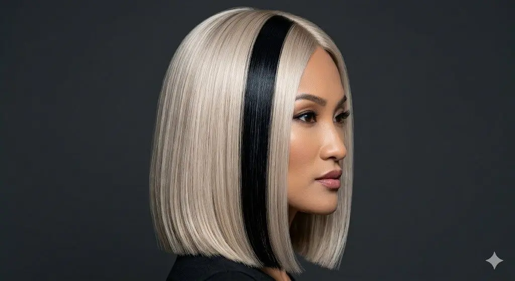 y2k skunk hair reverse skunk raven black stripe 2026