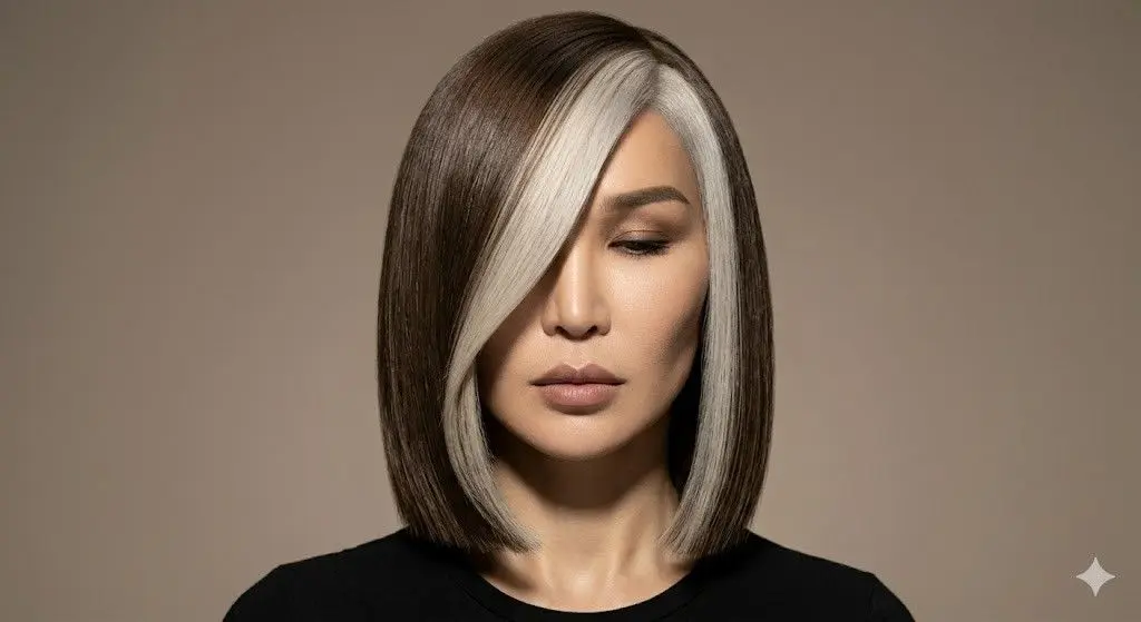y2k skunk hair two tone money piece bob 2026
