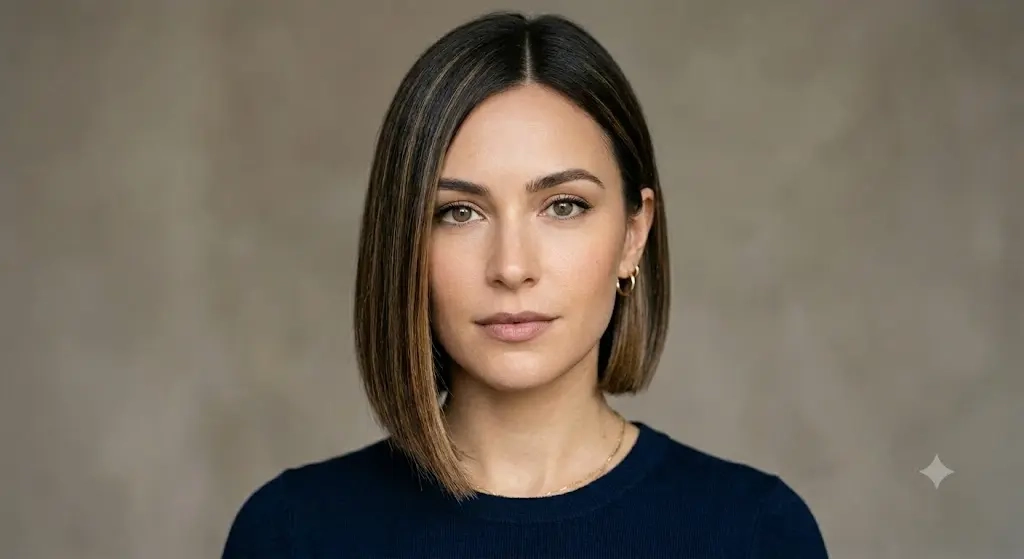 Asymmetrical Bob Haircut for Round Faces With One Long Side Flattering Angle