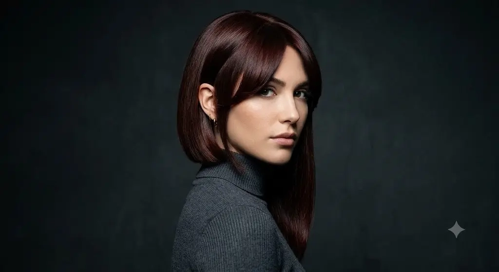 Asymmetrical Bob With Side Parted Curtain Bangs