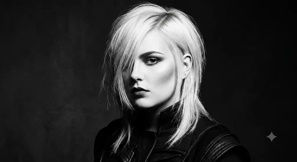 Asymmetrical Wolf Cut with Deep Side Part for Fine Hair Round Face