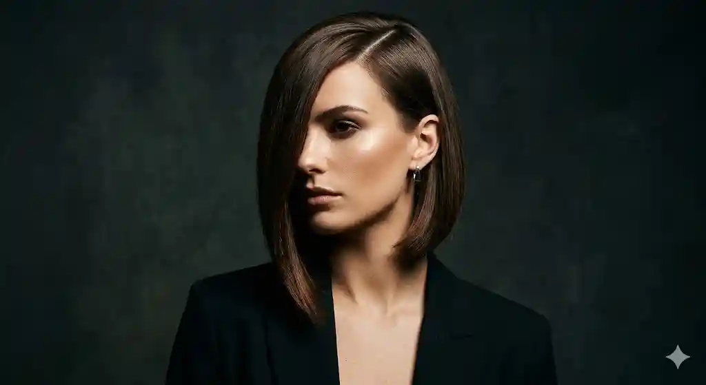 Deep Parted A Line Layered Bob Cut
