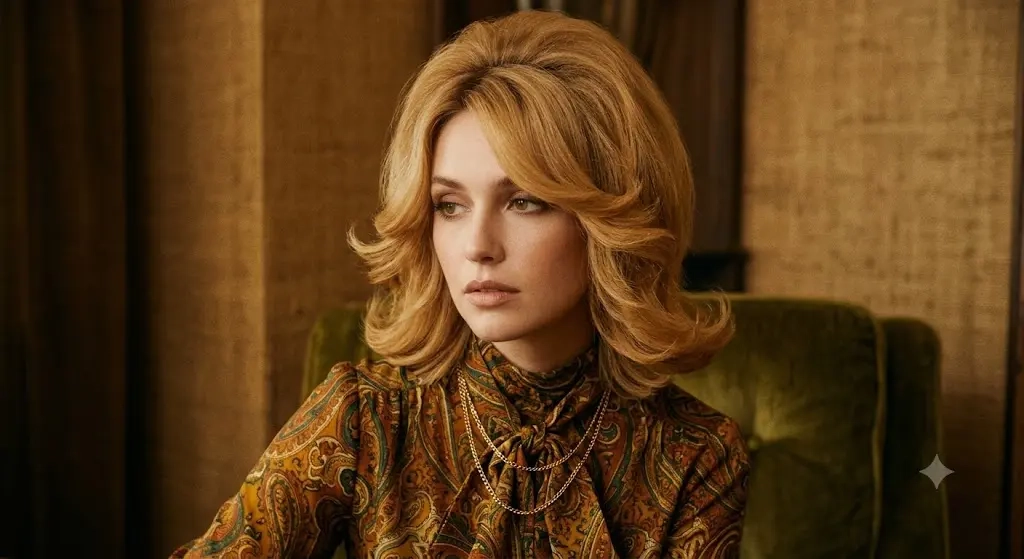 Feathered 70s Bob Flipped Ends for Round Faces Vintage Volume