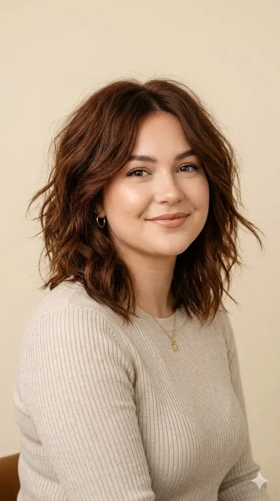 Textured Wolf Bob for Thick Hair and Round Faces