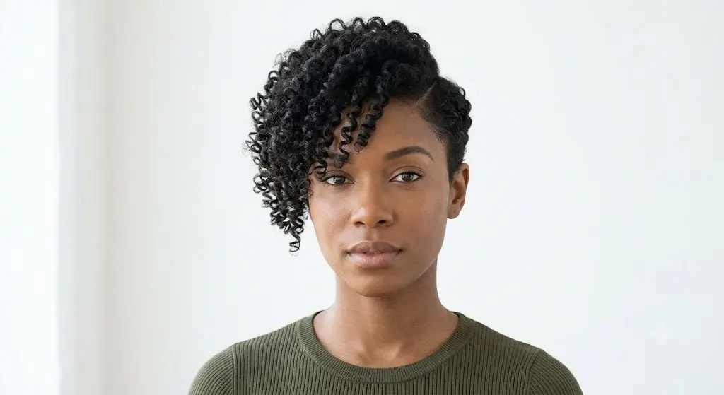 Asymmetrical Curly Pixie Cut With Deep Side Part