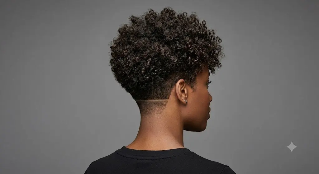 Curly Pixie Haircut With Subtle Nape Undercut Detail
