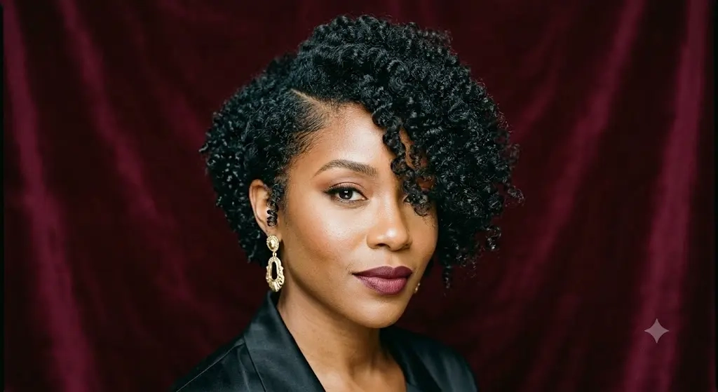 Deep Side Part Curly Pixie Haircut for Textured Curls