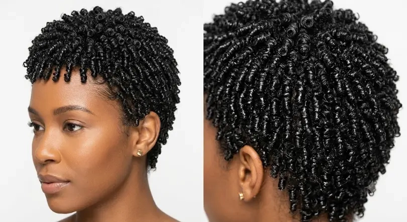 Defined Finger Coil Pixie Haircut for 4B Curls